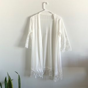 White lace beach cover up